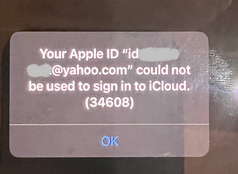 apple id error 34608- ارور 34608 اپل ایدی 